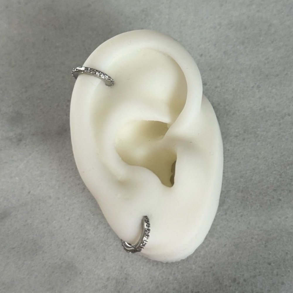 Sterling Silver Crystal Pave Small Mini Hoop Earrings 

Brand New - Picture 2 of 5